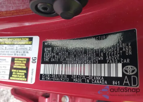 2015 Toyota Corolla Le from USA, damaged, VIN 2T1BURHE8FC456313